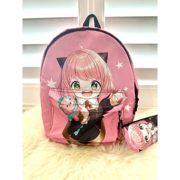 SPY×FAMILY Anya Forger Cosplay Anime Comic Bags Backpack Pink With Pouch/ Charm main image 6